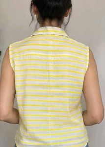 💛 Yellow &amp; White Striped Sleeveless Shirt – Max