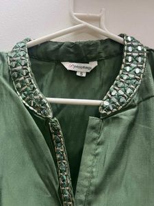 Elegant Green Kurta Set with Mirror Work
