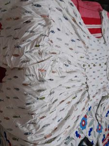 Cute Fish Print White kurti