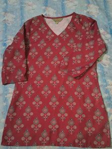 Floral Printed V-Neck Straight Kurta