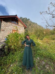 Boho Green Wrap Top & Skirt Set