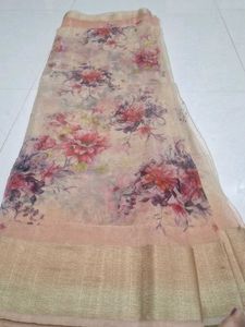 Elegant Floral Print organza Saree
