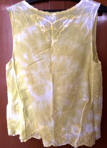 Embroidered Sleeveless Yellow Top