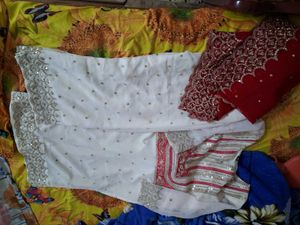 Elegant rani  &amp; White Kurta Set