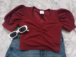 Chic Ruched Puff Sleeve Top