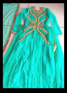 Elegant Teal Embroidered Lehenga Set
