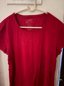 Red Basic Crew Neck T-Shirt