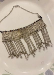 Bohemian Silver Oxidized Choker Necklace