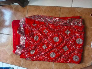 red saree party wear for women