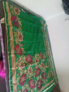 Green Floral Embroidered Saree