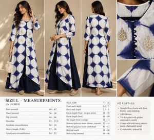 Blue &amp; White Tie-Dye Kurta Set