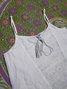 White Lace Trim Cami Top