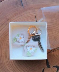 Cute Embroidered Bow Keychain