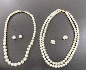 Vintage Pearl Necklace & Earring Set