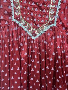 New heavy Maroon Kurta gown with Dupatta