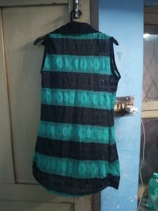 Striped Sleeveless Button-Down Top