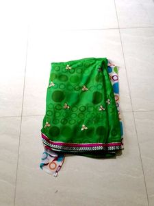Beautiful Green Saree with Embellishments
