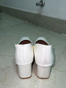 Chic White Block Heels