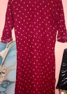 Beautiful Maroon Kurta with Gold Print