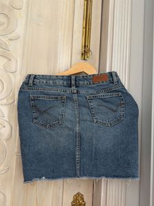 Distressed Denim Mini Skirt