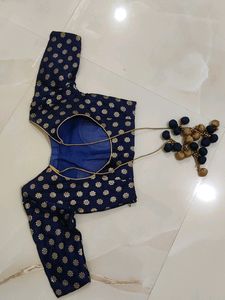 Elegant Navy &amp; Gold Blouse
