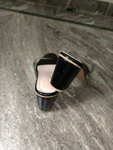 Stylish Black Transparent Strap Block heels