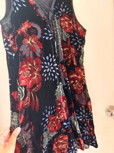 Black Floral Velvet Mini Dress