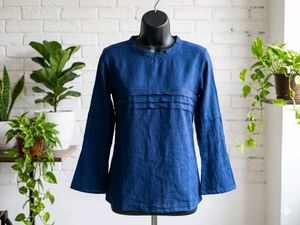 Elegant Navy Blue Kurti with Bell Sleeves