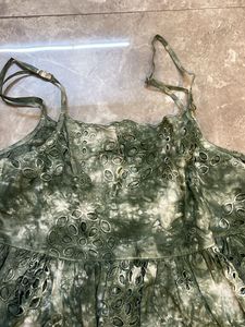 Boho marble green Eyelet Mini Dress