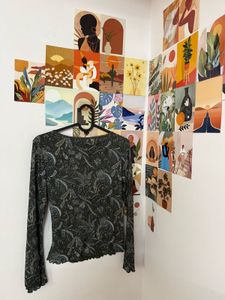 Dark Floral Print Wrap Top