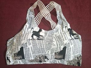 Unique Newspaper Print Sports Bra
