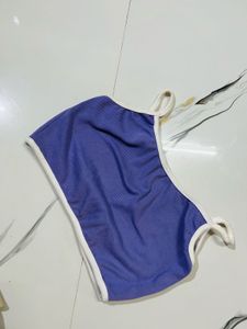 Purple Ribbed Crop Top