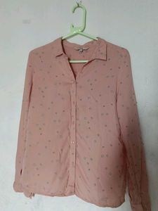 Pink Printed Button-Up Shirt