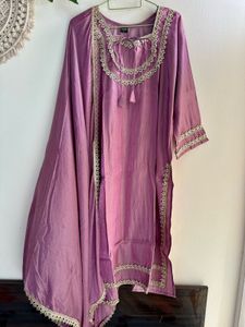 Mauve Japan silk embroidery Suit pant set