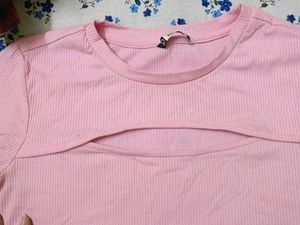 Trendy Pink Cutout T-Shirt