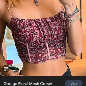20254. Floral Mesh Corset Top