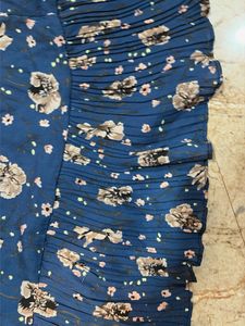 Blue Floral Print Midi Dress