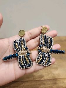 Dragonfly Beaded Statement Earrings