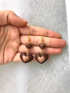 Chocolate Heart Dangle Earrings