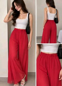 Flowy Red Wide-Leg Pants