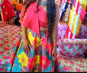 Vibrant Floral Print Lehenga Choli Set