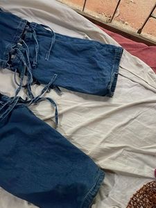 Unique Blue Denim Cargo Pants