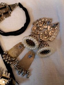 combo of 2 Oxidized Silver Necklace &amp; Earring Set