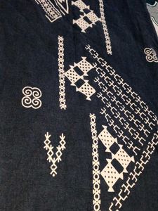 Navy Blue Embroidered Kurta