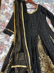 Elegant Black &amp; Gold Suit with Matching Dupatta