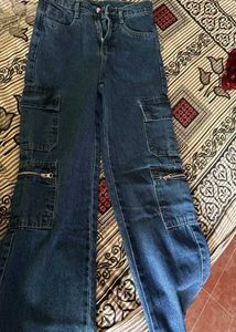 Viral Korean Blue Denim Cargo Pants
