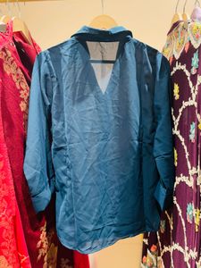 Elegant Teal Button-Down Shirt