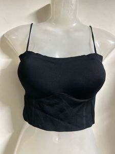 Stylish Black Spaghetti Strap Crop Top