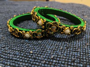 Green Kundan Bangles