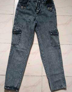 Grey Wash Cargo Jeans
